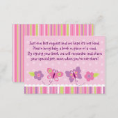 Pink Butterfly Baby Shower Book Request Cards (Front/Back)