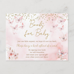 Pink Butterfly Baby Shower Books for Baby Postcard