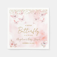 Pink Butterfly Baby Shower Girl Paper