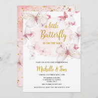 Pink Butterfly Baby Shower Invitation