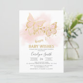 Pink Butterfly Baby Shower Invitation (Standing Front)