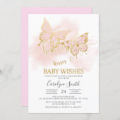 Pink Butterfly Baby Shower Invitation (Front/Back)