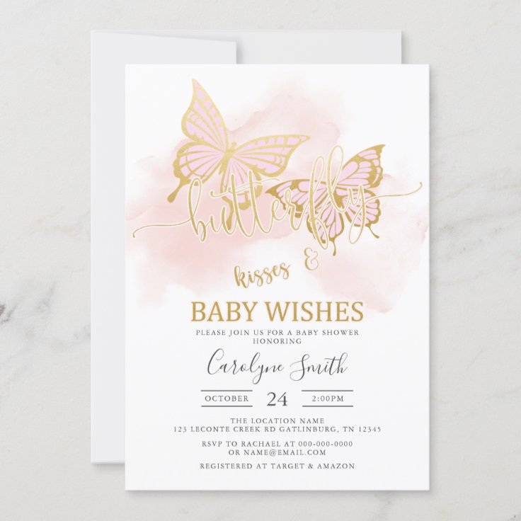 Pink Butterfly Baby Shower Invitation Zazzle