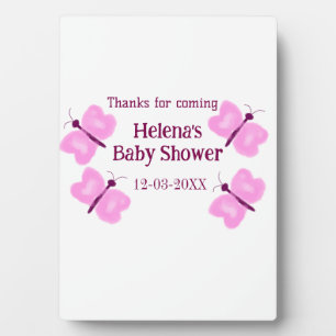 Pink butterfly Baby shower watercolor add name  Plaque