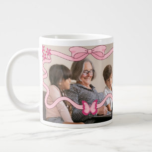 Pink Butterfly Best Grandma And Grandchildren Giant Coffee Mug