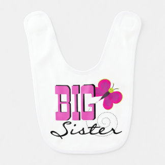 Pink Butterfly Big Sister Bib