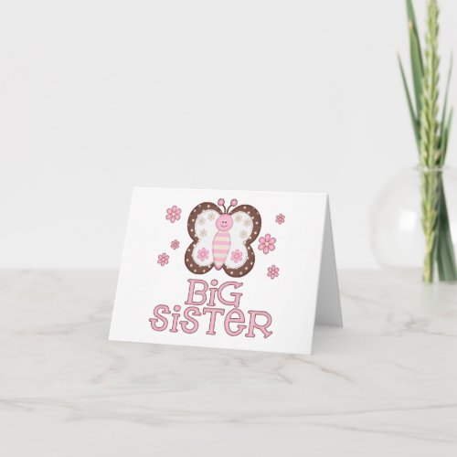 Pink Butterfly Big Sister Blank Card