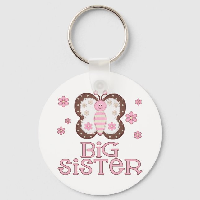 Pink Butterfly Big Sister Keychain (Front)