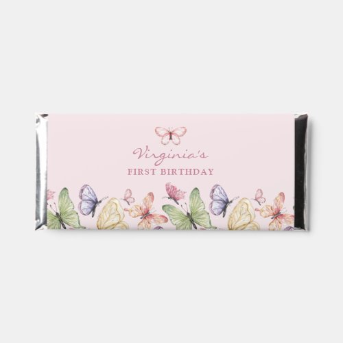 Pink Butterfly Birthday Hershey Bar Favors