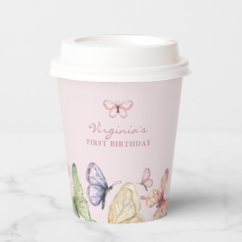 Pink Butterfly Birthday Paper Cups