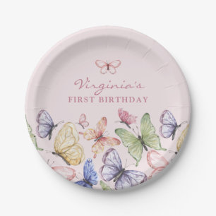 Pink Butterfly Birthday Paper Plates