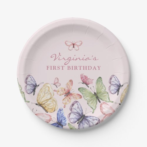 Pink Butterfly Birthday Paper Plates