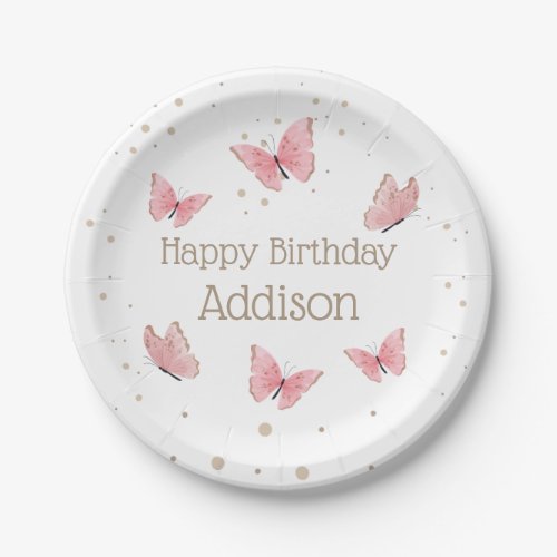 Pink Butterfly Birthday  Paper Plates
