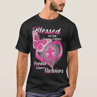 Pink Butterfly Blessed To Be Called Breast Cancer  T-Shirt