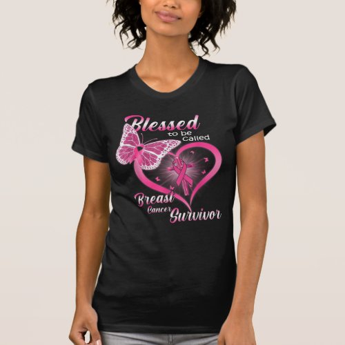 pink butterfly blessed to be called breast cancer T_Shirt
