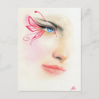 Pink Butterfly Blue Eye Postcard