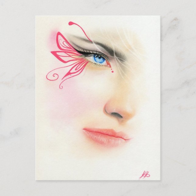 Pink Butterfly Blue Eye Postcard (Front)