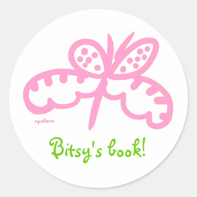 pink butterfly bookplate (Front)