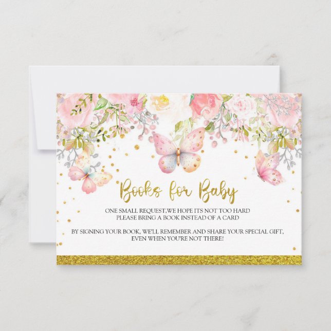 Pink butterfly Books for Baby card (Front)