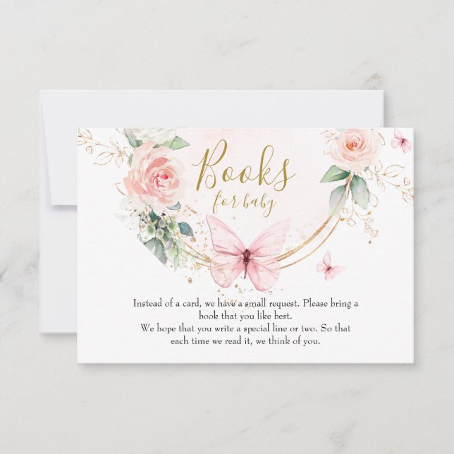 Pink butterfly Books for baby card (Front)