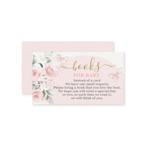 Pink Butterfly Books for Baby Girl Card