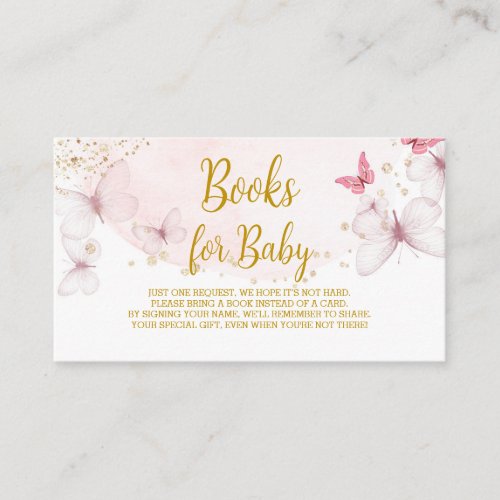 Pink Butterfly books for baby ticket Enclosure Card