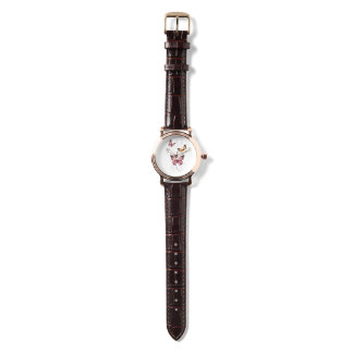 Pink Butterfly Botanical Watercolor Watch
