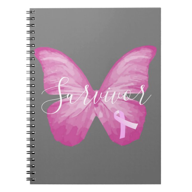 Pink Butterfly Breast Cancer Survivor Notebook (Front)