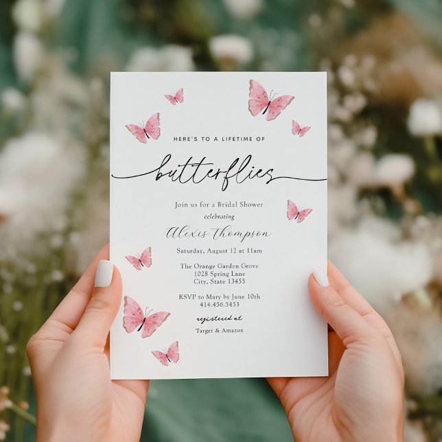 Pink Butterfly Bridal Shower Invitation (Creator Uploaded)