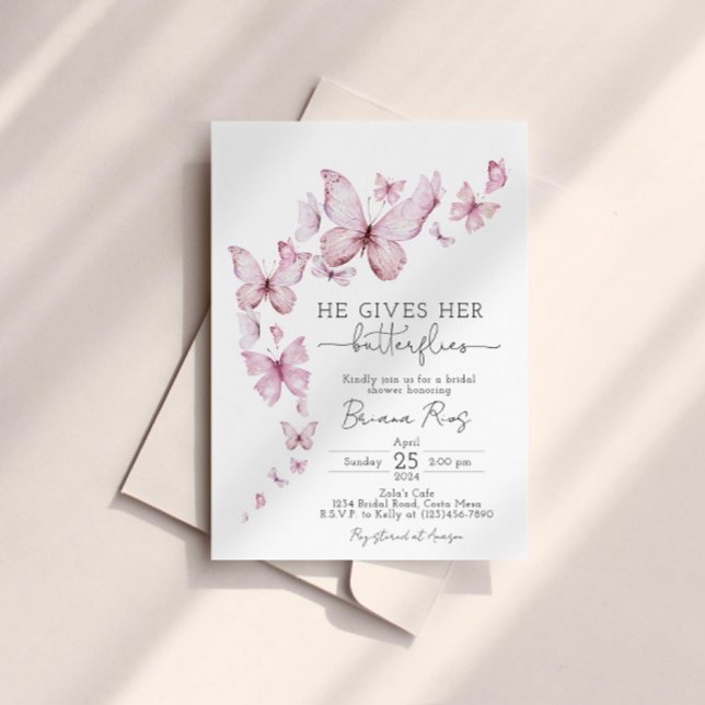 Pink Butterfly Bridal Shower Invitation (Creator Uploaded)