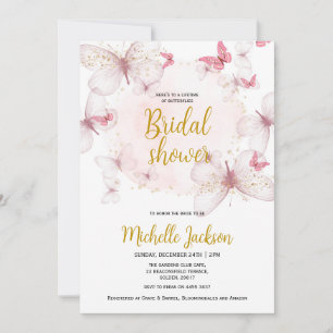 Pink Butterfly Bridal Shower Invitation
