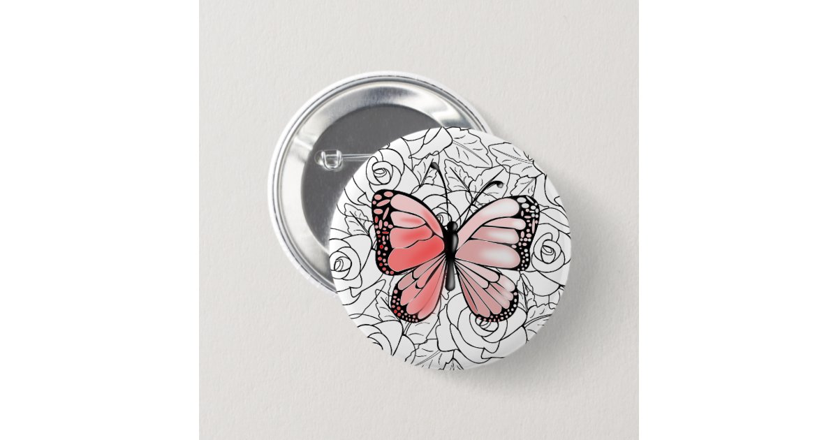 Pink Butterfly Button | Zazzle