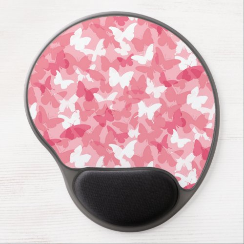 Pink Butterfly Camouflage Gel Mouse pad