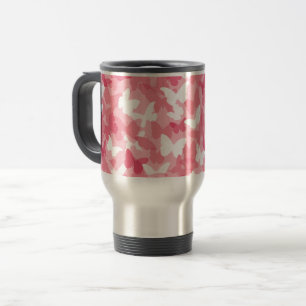 Pink Butterfly Camouflage Travel Mug