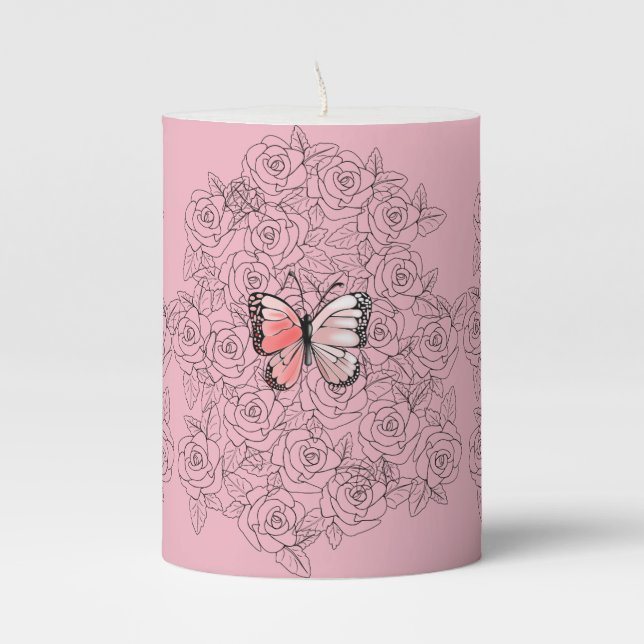 Pink Butterfly Candle (Front)