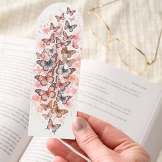 Pink Butterfly Cascade Arched Bookmark