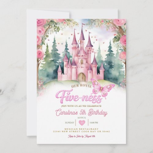Pink Butterfly Castle Her Royal Five-ness Birthday