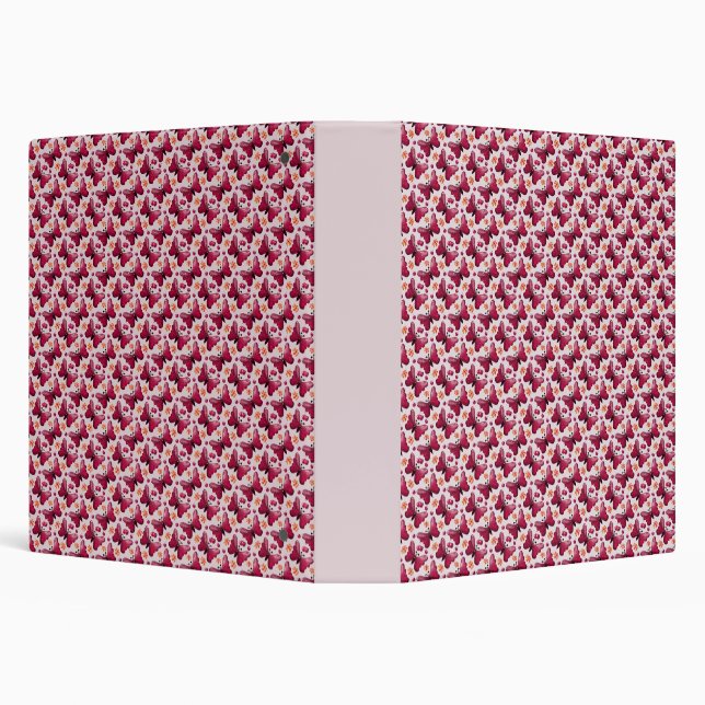 Pink Butterfly Cherry Seamless Pattern 3 Ring Binder (Background)
