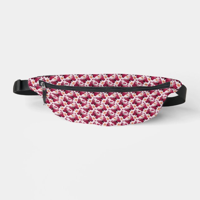 Pink Butterfly Cherry Seamless Pattern Fanny Pack (Front)