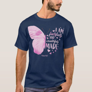 Pink Butterfly Christian Bible Verse Sayings Relig T-Shirt