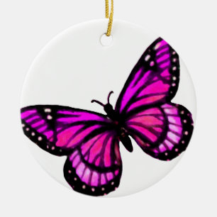 Pink Butterfly Christmas Ornament