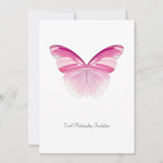 Pink Butterfly - Civil Partnership Invitation