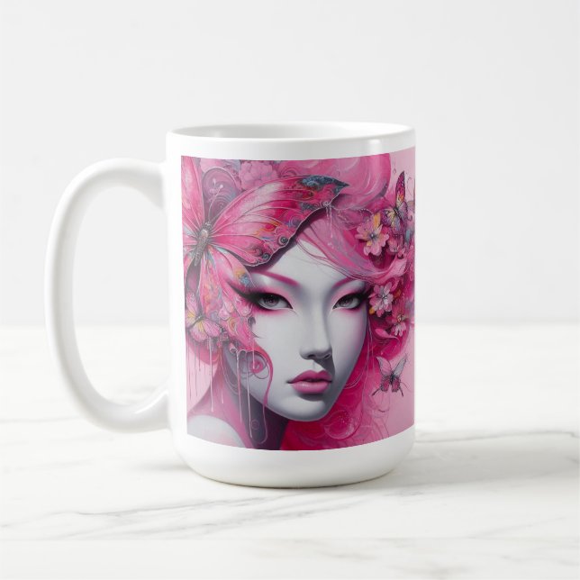 Pink Butterfly Coffee Mug (Left)