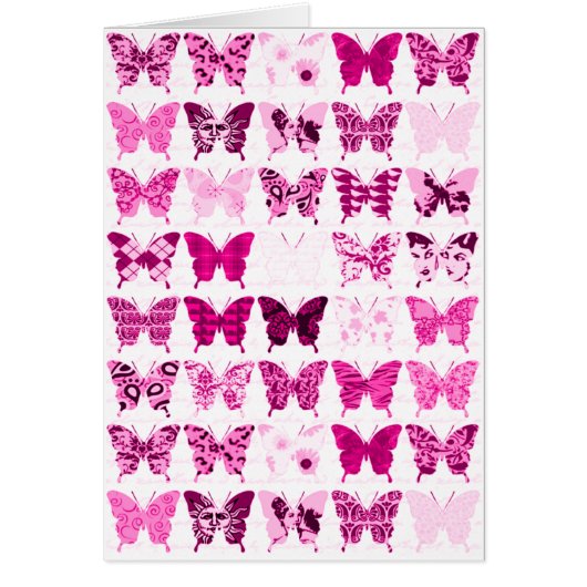Pink Butterfly Collage Cards (Front)