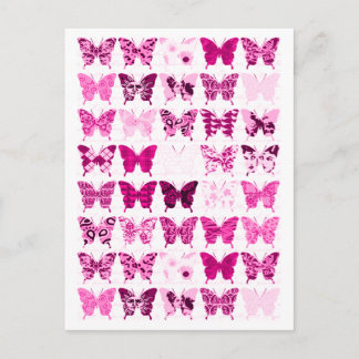 Pink Butterfly Collage Postcard