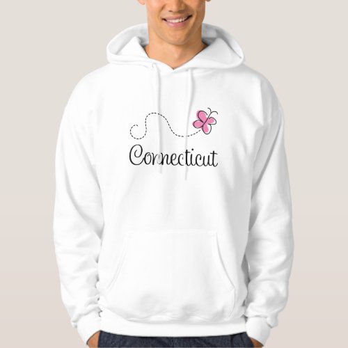 Pink Butterfly Connecticut Womens Hoodie