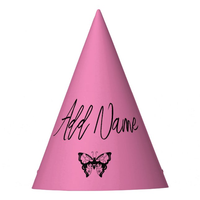 Pink Butterfly - Create Your Own (CYO) Party Hat (Front)