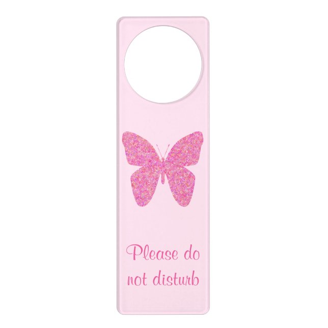 Pink Butterfly Cute Do not Disturb Door Hanger (Front)