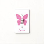 Pink Butterfly Cute Personalized Girly Name  Light Switch Cover at Zazzle