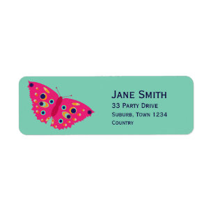 Pink butterfly cute stylish label